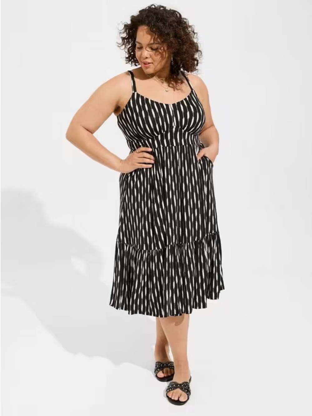 torrid Black and White Striped Midi Sundress